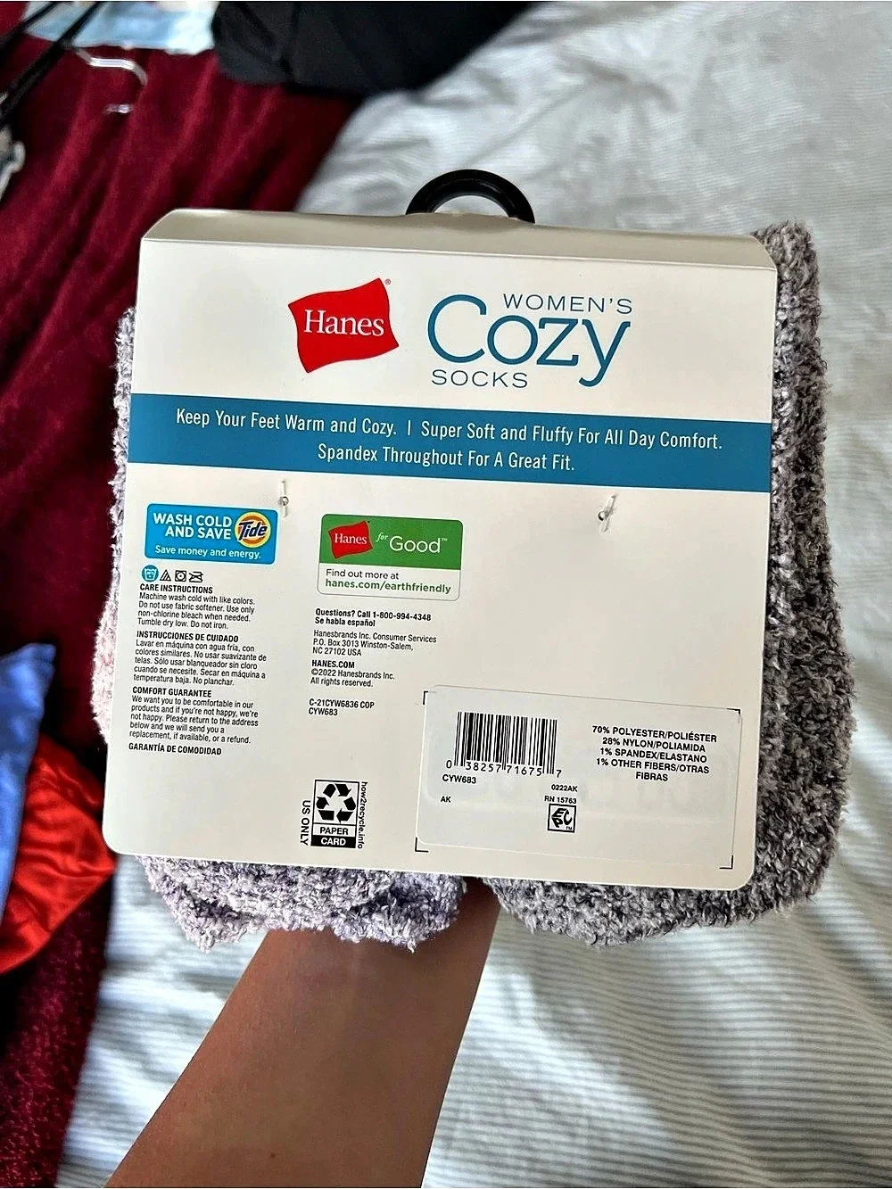 Hanes Cozy Socks Women's Gray & Pink NWT